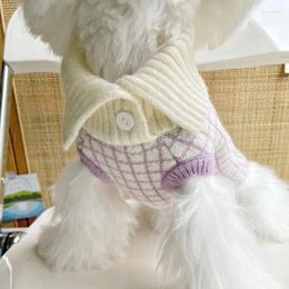 Hondenkleding Pet Purple Plaid Rapel Sweater Little Cat Teddy Malzis Yorkshire Kleine kleding Herfst Winterkleding