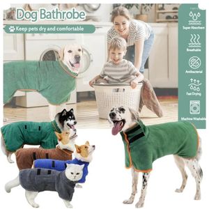 Vêtements pour chiens animaux de bain à séchage rapide serviette de bain microfibre peignoir absorbant ultra-tige séchage grandes commodités réglables soft