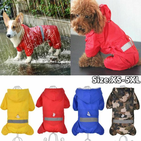 Vêtements pour chiens Manteau de pluie pour animaux de compagnie Vêtements Chiot Casual Raincoat Veste imperméable Costumes XS-5XL 4 Couleur SuppliesDog