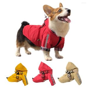 Hondenkleding Pet Regen Slikker Raincoat met rits waterdicht voor kleine grote hondenkatten reflecterende stripontwerp