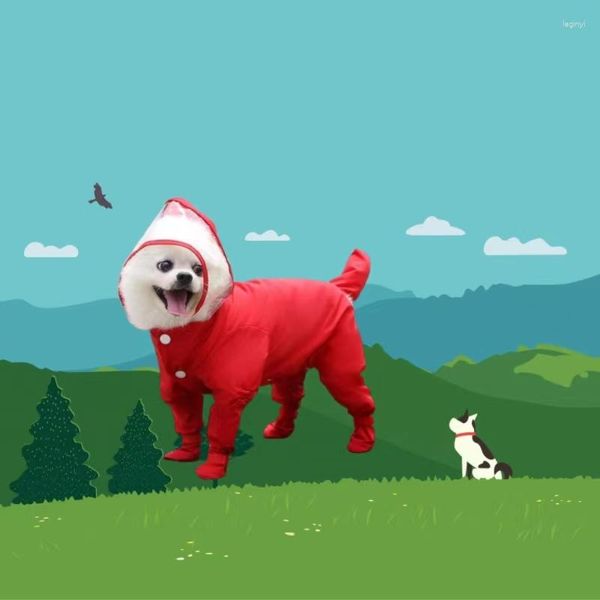 Ropa para perros Chubasquero para mascotas Cubierta todo incluido Zapatos de lluvia impermeables de cuatro piezas Teddy By Bear Method Cubo Suministros para exteriores