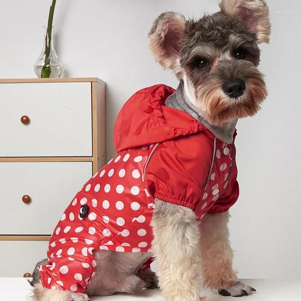 Vêtements de chien vêtements imperméables pour animaux de compagnie en plein air combinaison à capuche chiens veste imperméable à pois manteau de pluie pour chats vêtements fournitures