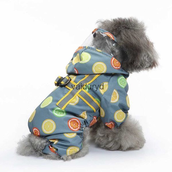 Ropa para perros Impermeable para mascotas Ropa para perros Gato Cuatro pies Estampado de frutas Ropa a prueba de agua Perros Pequeños Chihuahua Verano Amarillo Transpirable Chica Pugvaiduryd