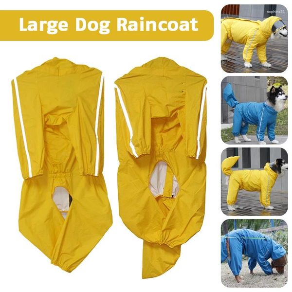 Ropa para perros Impermeable para mascotas con capucha Poncho impermeable ajustable Todo incluido Chaqueta de lluvia grande para perros medianos