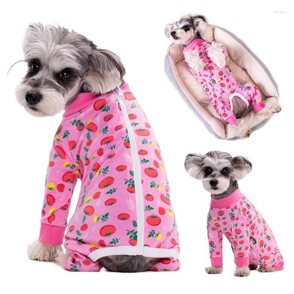 Vêtements de chien Costume de récupération pour animaux de compagnie pour petits chiens doux complet du corps pyjama chaud Famale mâle Doggy manches longues chemise chiot combinaison avec fermeture à glissière