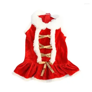 Ropa para perros mascota rojo oro cinta vestido de navidad estilo santa claus gato pompadour fiesta fiesta cumpleaños disfraz