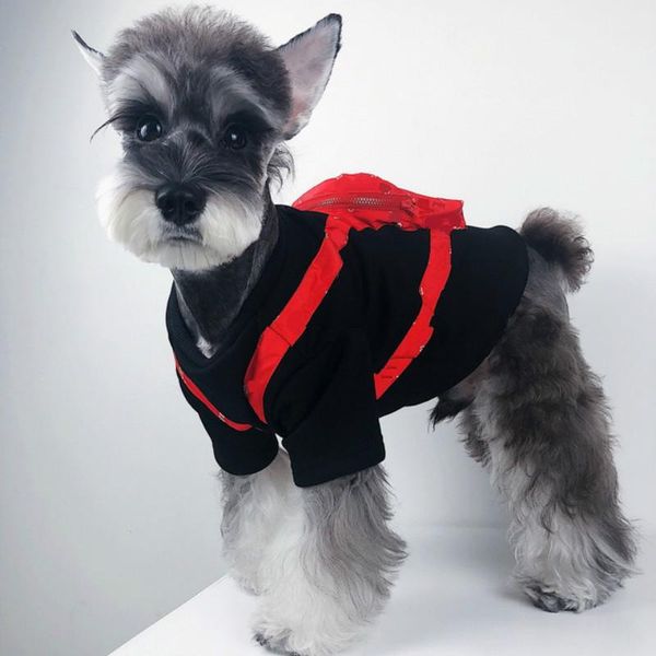 Abbigliamento per cani Pet Red Zipper Backpack Style Vestiti a maniche corte Schnauzer Cute Cat Maglione traspirante primaverile ed estivo