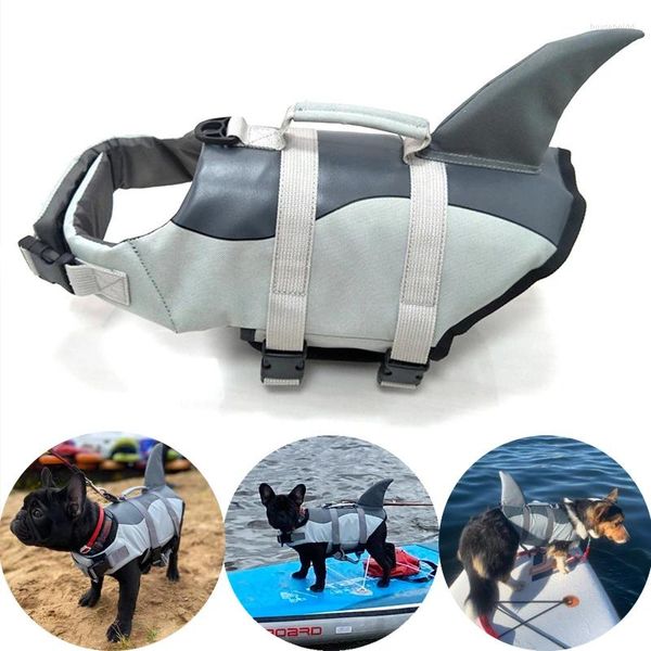 Vêtements de chien Sécurité pour animaux de compagnie Maillot de bain Gilet de sauvetage Ripstop Lifesaver Gilets de requin avec poignée de sauvetage pour piscine Beach Boating