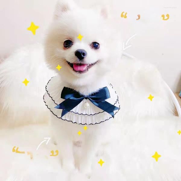 Chien Vêtements Pet Salive Serviette Chat Bavoir Noir Et Blanc Marionnette Bichon Po Accessoires Triangle Écharpe Chaton Collier Accessoires