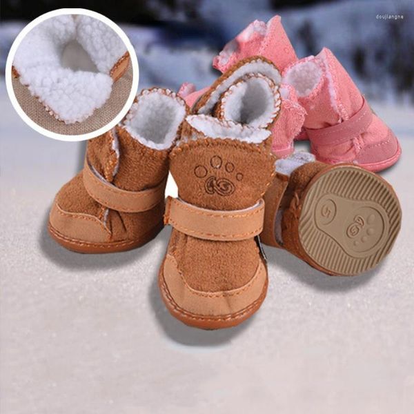 Ropa para perros Zapatos para mascotas 4 unids Grueso Cálido Lluvia Nieve Cartón Botas Prewalkers Caminando Cachorro Zapatillas Accesorios