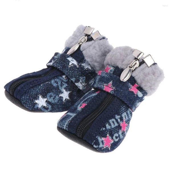 Vêtements pour chiens Chaussures pour animaux de compagnie Chiens Chiot Chaud Neige Bottes d'hiver Belle Anti Slip Zipper Teddy VIP Cowboy Chihuahua Couvre-chaussures respirant antidérapant