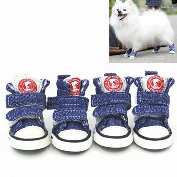 Vêtements pour chiens chaussures pour animaux de compagnie pour petits chiens de chiens bleus chiots chiot chat toile classique bottes