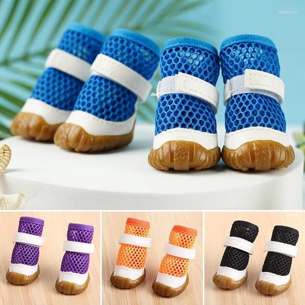 Vêtements pour chiens chaussures de compagnie creux chiot chihuahua sandales en mailles respirantes pour les petites bottes de chiens moyens mi-chiens 2pcs