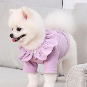 Vêtements pour chiens jupe pour animaux de compagnie vêtements couleur unie ourlet à volants col coton robe à deux jambes pour les accessoires de la vie quotidienne