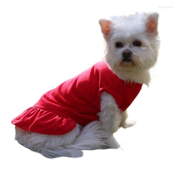 Vêtements pour chiens Jupe pour animaux de compagnie Chiot Mini Hem T-shirt Robe Couleur unie Style d'été Polyester Tissus de haute qualité Finition soignée Santé et sécurité