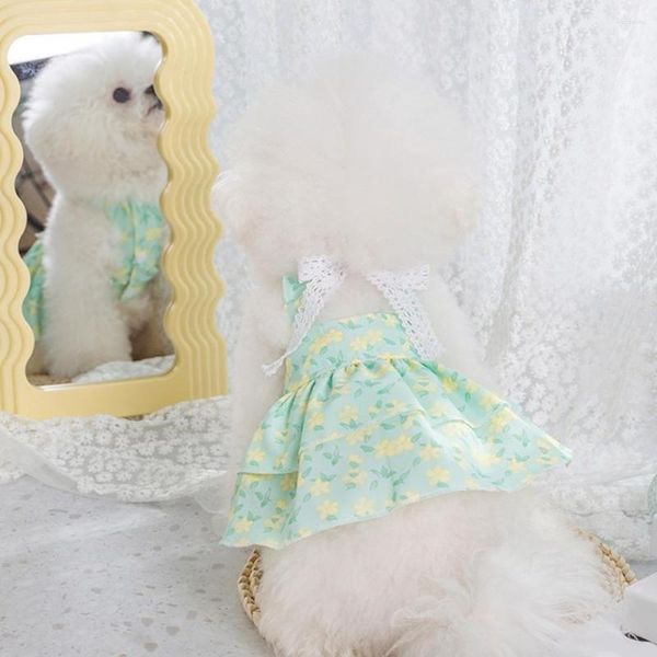 Ropa para perros Falda para mascotas Elegante Cachorro Floral Princesa Vestido Pajarita Disfraz Suministros lindos