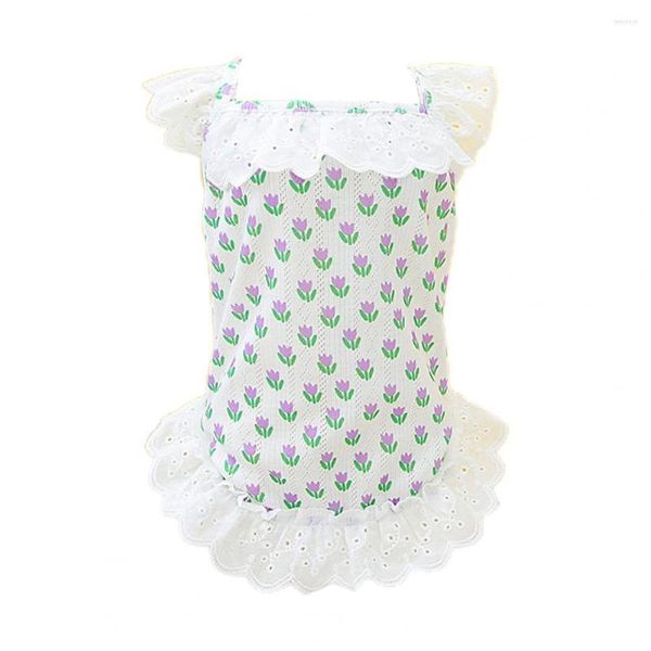 Ropa para perros Pet Sling Dress Beautiful Atractivo Summer Tulip Flower Pattern Princesa Falda Suministros