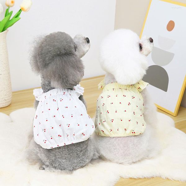 Chien Vêtements Pet Sling Robes Doux Frais Teddy Chihuahua Petite Jupe Printemps Été Imprimer Vêtements Cool Respirant Chiot Mince