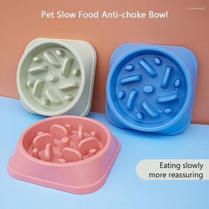 Prenda de perro mascota de alimentación lenta tazones de alimentos coloridos para comer alimentador plato de alimentación prevenir obesidad gatos de plástico suministros de perros