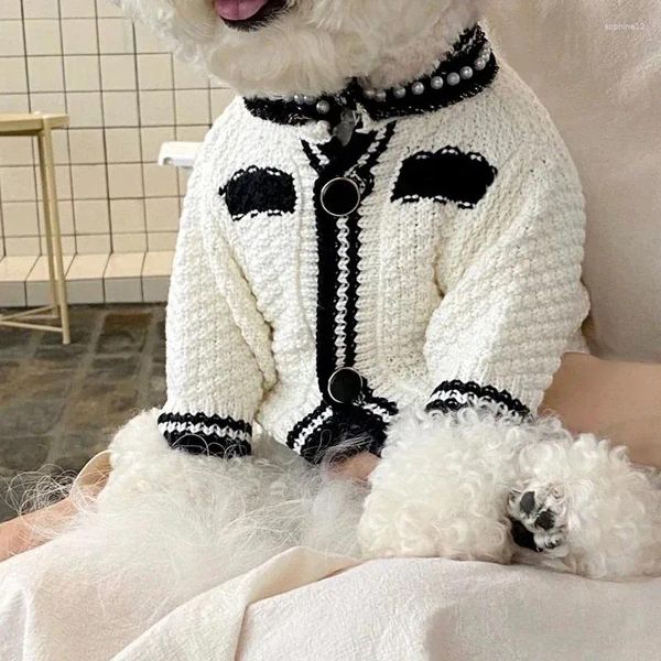 Vêtements pour chiens Pet Petit et moyen Pull tricoté de luxe Designer Cardigan Bijoux Décoration Manteau VIP