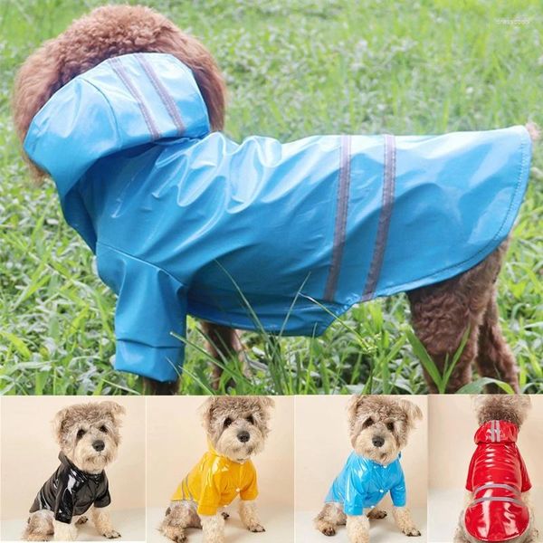 Ropa de perros Pet pequeña impermeable Pu Ropa reflectante de ropa con capucha de ropa de lluvia para perros medianos Teddy Chihuahua S-XL