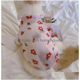 Hondenkleding huisdier lente en zomers mesh licht dunne tij printen t -shirts om haarverlies katten en honden pomeranische kleding te voorkomen drop dhmkh