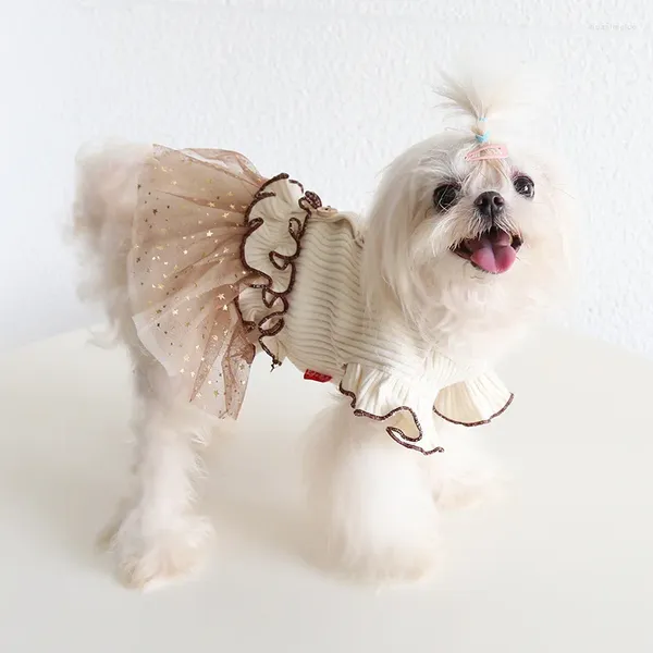 Ropa para perros Pet Star Retro Flying Manga Falda Malla Lentejuela Fluffy Cat Ropa Cachorro Ropa Diseñador Traje