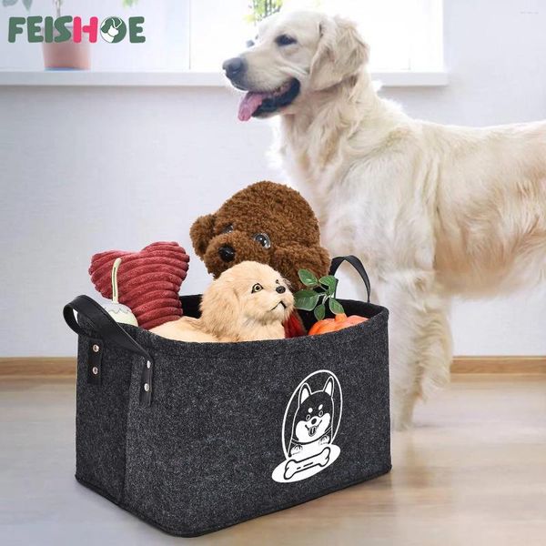 Canasta de almacenamiento de mascotas de ropa de perro Caja de ropa de juguete de fieltro Soportista de ropa sucia para Toys Organizer Accessors