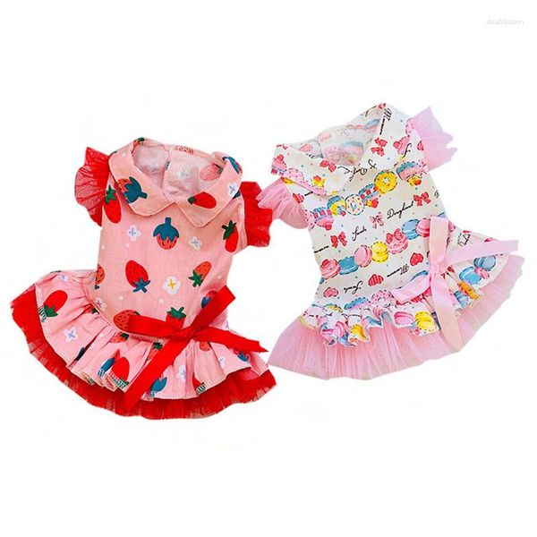 Ropa para perros mascota vestido de fresa pastel ropa de gato oso de peluche ropa de verano falda de princesa vestidos de uso diario disfraz
