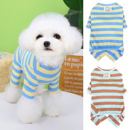 Vêtements pour chiens Vêtements pour animaux de compagnie Combinaison à rayures Printemps Automne Vêtements Gilet confortable Pyjamas décontractés Chaton Chiot Pull mignon Chihuahua Caniche