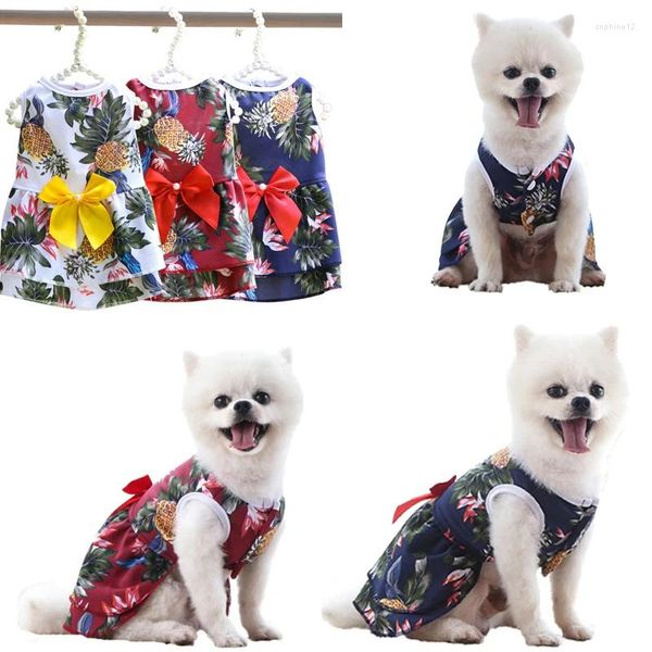 Vêtements pour chiens Jupe d'été pour animaux de compagnie Style hawaïen Robe de chiot pour petits chiens Gilet de chat Doux Respirant Chihuahua Yorkies Fournitures