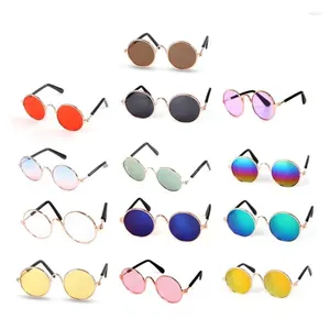 Ropa para perros Gafas de sol para mascotas Perros retro Gafas Lente circular Marco de metal Gafas de sol Cosplays Po Accesorios para gatos y pequeños