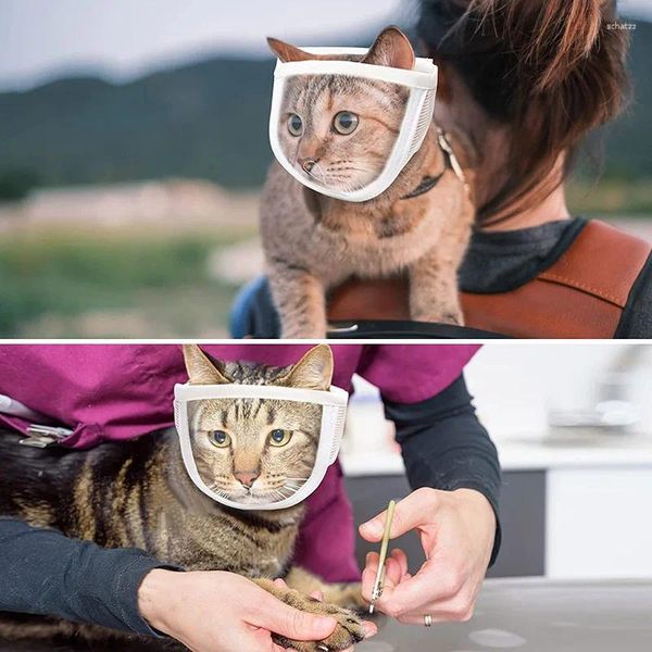 Appareils pour chiens fournit des animaux de compagnie Couvre de la tête de chat respirant anti-morsure transparente et masque