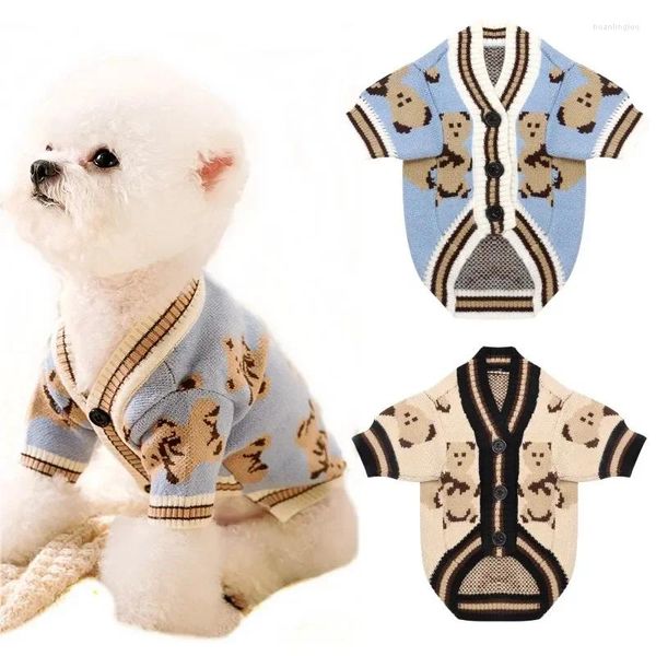 Vêtements pour chiens Pull pour animaux de compagnie pour petits chiens moyens chiot chat ours motif cardigan chihuahua lévrier vêtements manteau tenue costume