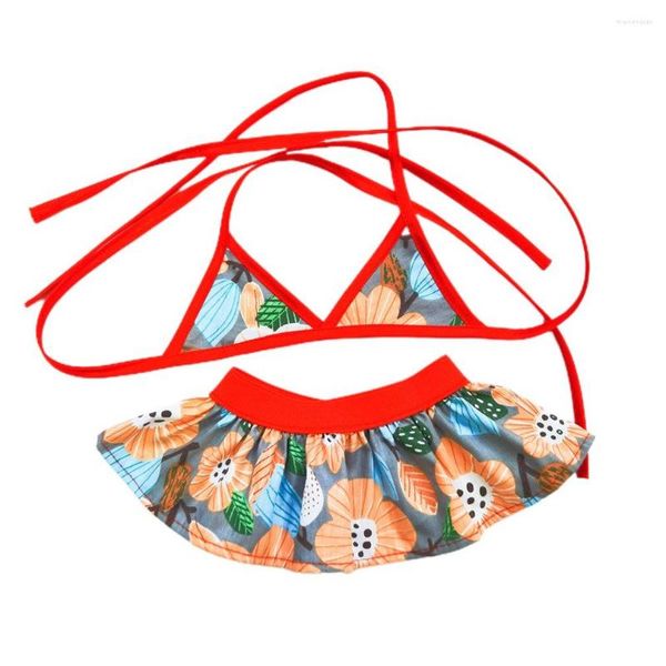 Vêtements pour chiens Maillot de bain pour animaux de compagnie Polyester Coton Matériel Four Seasons Mignon Split Type Bikini Motif OPP Sac Emballage scellé