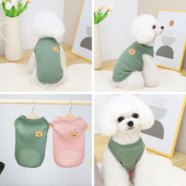 Ropa para perros Camiseta para mascotas Poliéster Dibujos animados Oso Decoración Gato Chaleco Casual Unisex Camisa Suministros