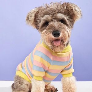 Vêtements pour chiens T-shirt pour animaux de compagnie Motif à rayures Garder au chaud Polyester Automne Hiver Chiot Blouse Vêtements pour un usage quotidien