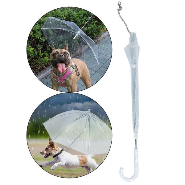 Ropa para perros paraguas transparentes: el plegamiento transparente ajustable mantiene su cómoda lluvia con correa