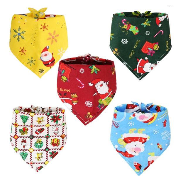 Vêtements pour chiens Pet Triangle Bandanas Noël Santa Cerf Imprimer Écharpe Collier Foulard Chiot Cravates Slobber Serviette Vêtements