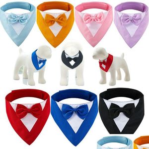 Ropa para perros Mascota Triángulo Baberos Bufandas Collar ajustable Caballero Pajarita Traje Novedad Bandanas Suministro Gota Entrega Hogar Jardín Suppl Dhmls