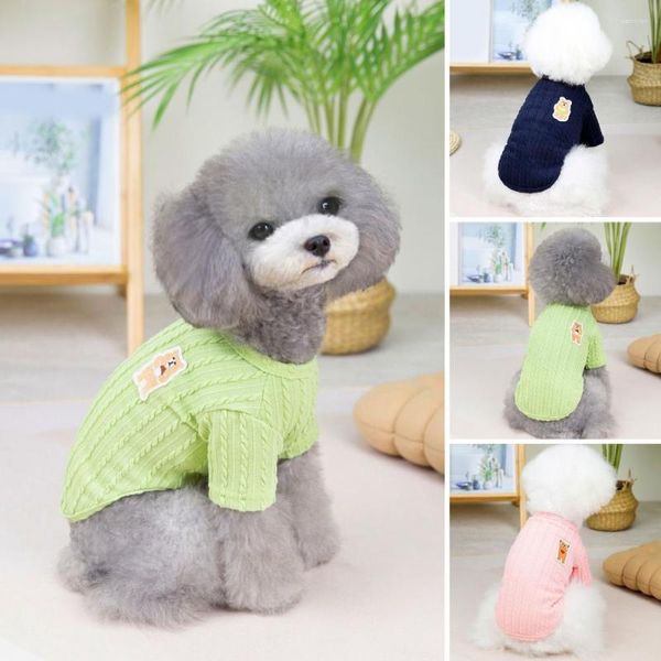 Vêtements pour chiens Gilet pour animaux de compagnie Images de dessin animé Doux Confortable Résistant à la décoloration Garder au chaud Couleur unie Peluche Teddy Pull Vêtements d'hiver pour