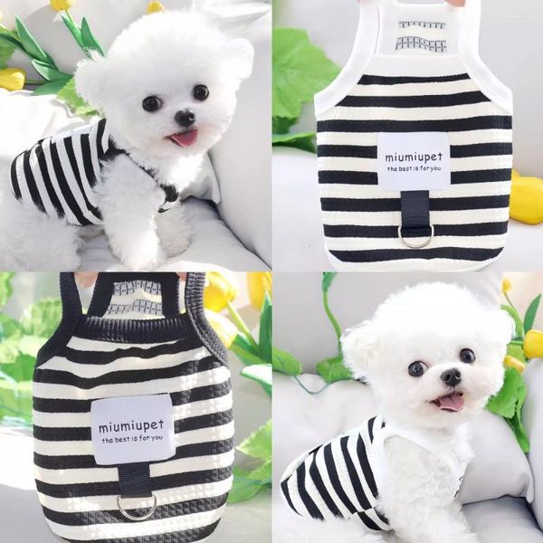 Vêtements de chien Pet Gilet Printemps Été Chiot Mode Stripe Pull Petit Mignon Desinger Vêtements Chat Harnais Schnauzer Pug Chihuahua