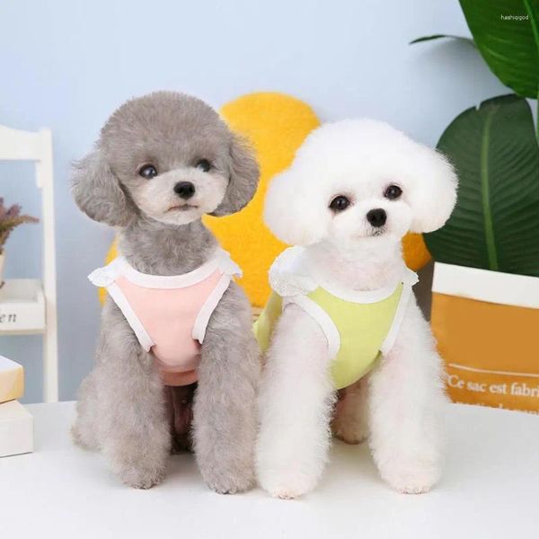 Vêtements pour chiens Gilet pour animaux de compagnie Élégant Bavoir Décor Chemise d'été Col rond Pull Top Usure quotidienne