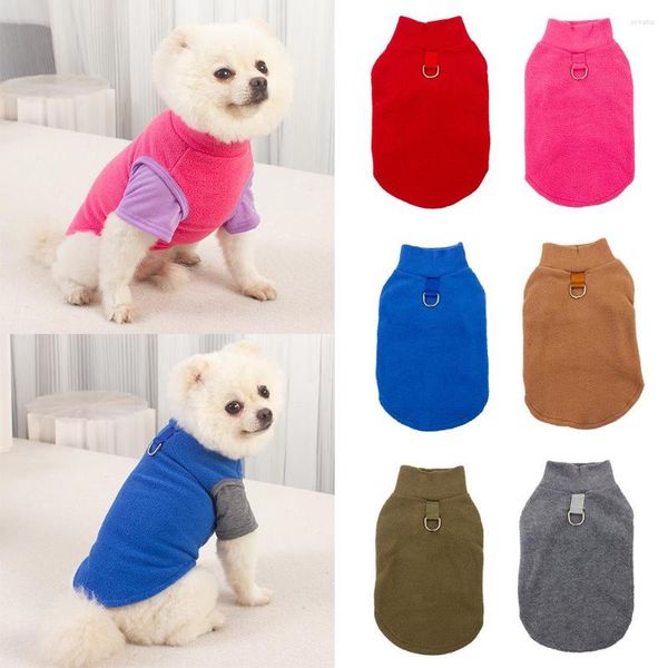 Ropa para perros Chaleco para mascotas Camisa de manga corta duradera y cálida Camiseta con cuello falso Dos Polar Fleece Otoño Ropa de invierno