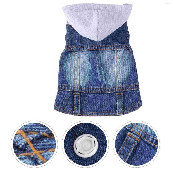 Ropa para perros Chalecos para mascotas Ropa fresca Denim Primavera Verano Otoño con sombrero de punto blanco Tamaño M