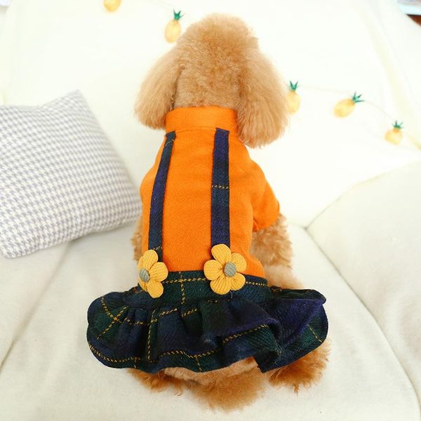 Vêtements pour chiens Robes chaudes pour animaux de compagnie pour l'automne et l'hiver EST Robe de couleur orange Costume Tutu Jupes Vêtements