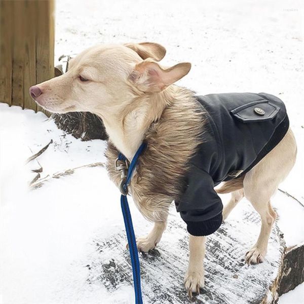 Vêtements de chien Pet chaud épais veste en cuir vêtements d'hiver chiens costume manteau chaleur et protection contre les fournitures froides Yorkshire