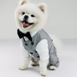 Ropa para perros mascota boda fiesta de cumpleaños traje traje de esmoquin para pequeño mediano raza grande chaleco formal con pajarita gentleman226t