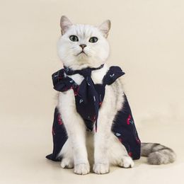 Ropa para perros Vestido de novia para mascotas Bowknot All- Vestido de gato con estampado de cerezas con corbata