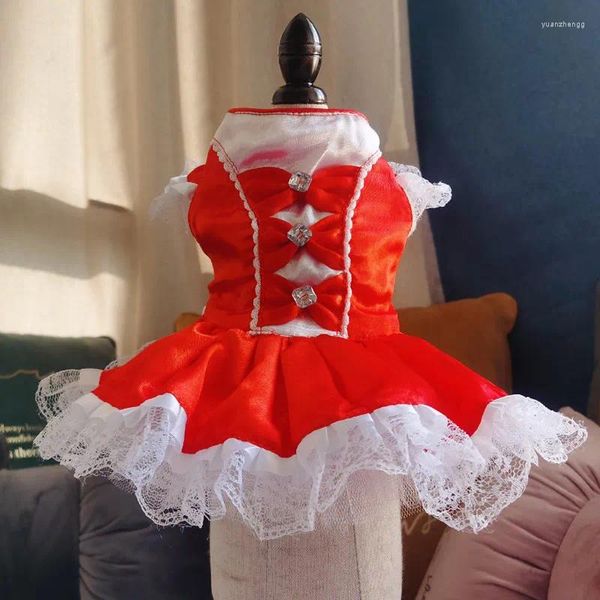 Ropa para perros Vestido de novia para mascotas Princesa Encaje Imitación Falda de seda Bowknot Estilo de mucama Verano para cachorro Chihuahua Pomeranian Gatito Disfraz